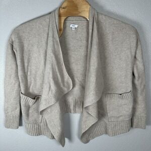 Vince‎ Wool Cashmere Blend Beige Open Drape Front Cardigan Sweater Womens XS